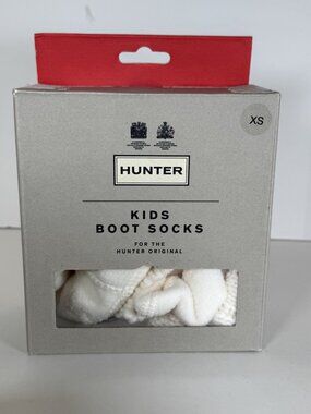 Hunter Boot Socks White Kids XS US Size 5-7 New MRSP $30